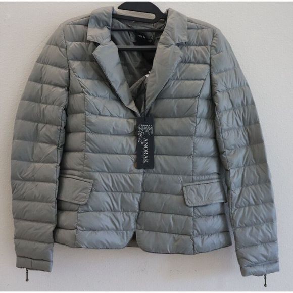 Anorak 50802CN Women's Sz S Gray Full Zip Packable Puffer Blazer Jacket - Picture 1 of 8